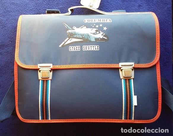 Vintage: Cartera escolar Columbia Perona nylon a&ntilde;os 80 a estrenar. Mochila azul