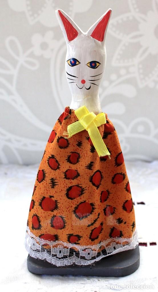 Vintage: GATITO DE MADERA-VINTAGE - Foto 1