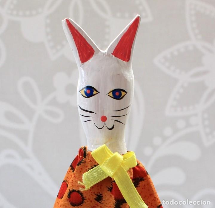 Vintage: GATITO DE MADERA-VINTAGE - Foto 2