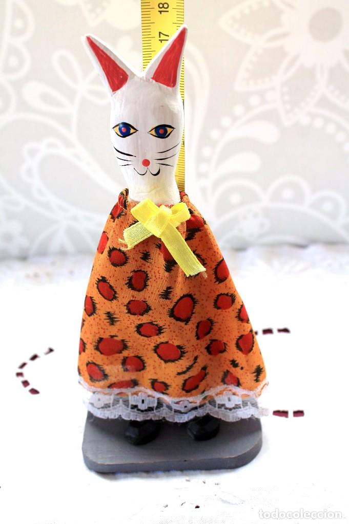 Vintage: GATITO DE MADERA-VINTAGE - Foto 7