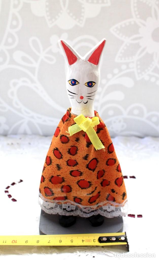 Vintage: GATITO DE MADERA-VINTAGE - Foto 8