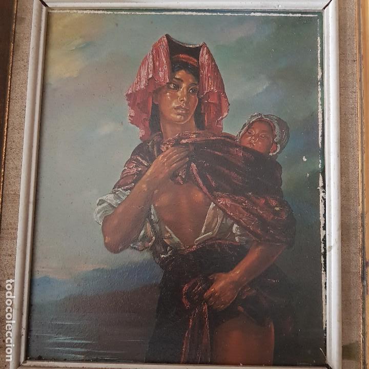 Vintage: CUADRO MUJER CON NI&Ntilde;O - Foto 4