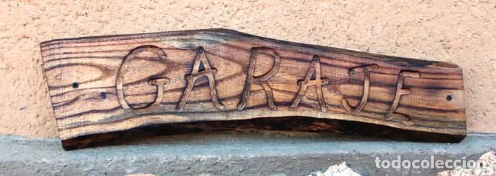 Vintage: cartel de madera acacia rustico tallado, garage