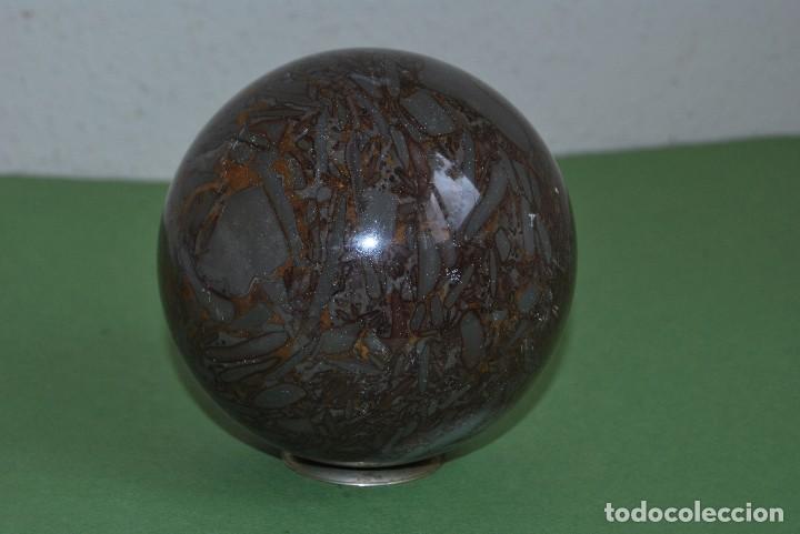 Vintage: PRECIOSA BOLA DE MARMOL VETEADO - ESFERA - REMATE DE ESCALERA