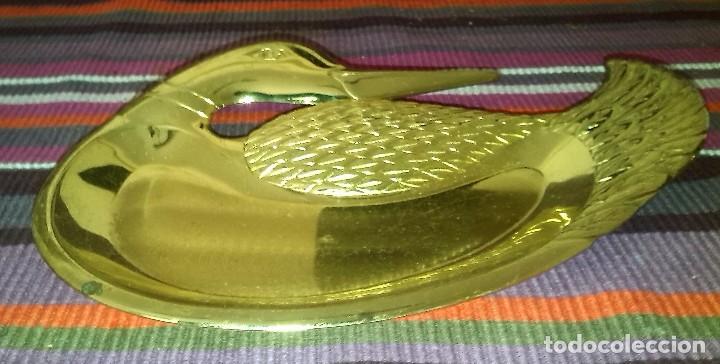 Vintage: ANTIGUO CENICERO PATO METAL DORADO 25,5X18,5 CMS