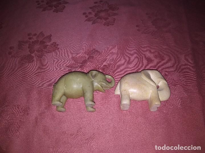 Vintage: Bonita pareja de elefante en piedra de jabon