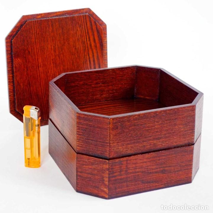 Vintage: CAJA JOYERO HEXAGONAL CAOBA VINTAGE - Foto 1