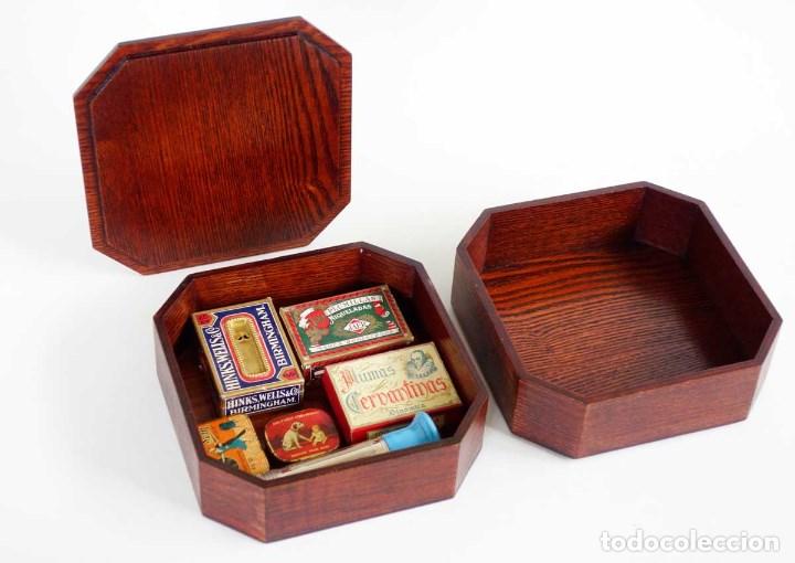 Vintage: CAJA JOYERO HEXAGONAL CAOBA VINTAGE - Foto 2