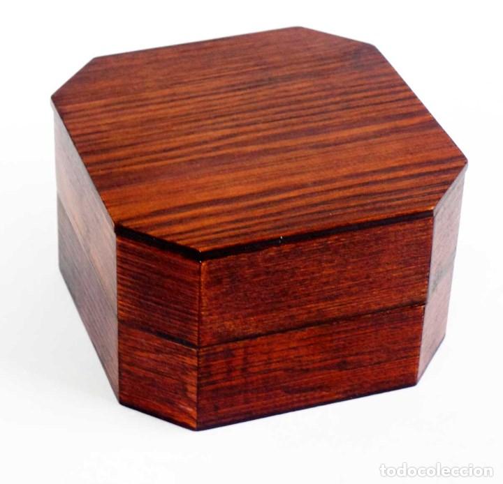 Vintage: CAJA JOYERO HEXAGONAL CAOBA VINTAGE - Foto 3