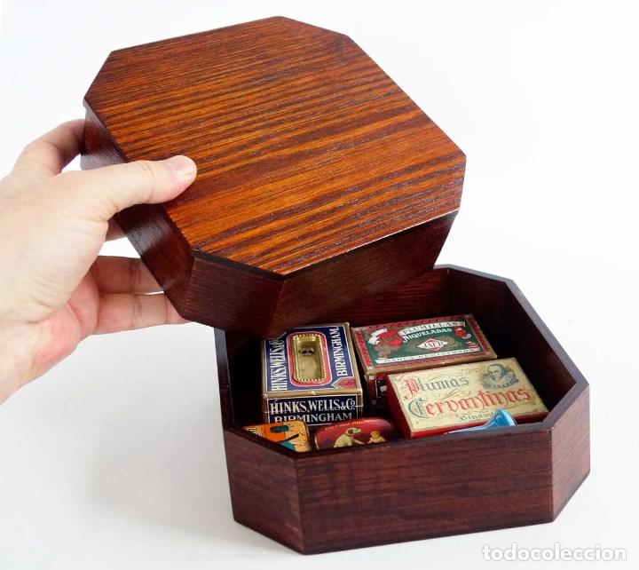 Vintage: CAJA JOYERO HEXAGONAL CAOBA VINTAGE - Foto 4