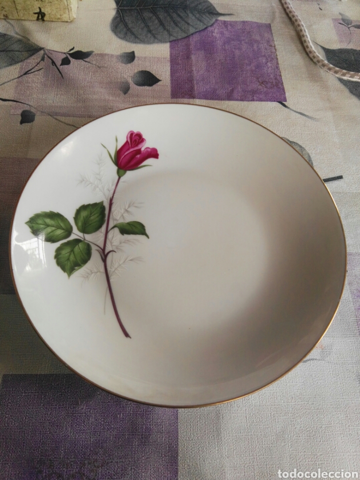 Vintage: Platos hondos porcelana fina ribete oro