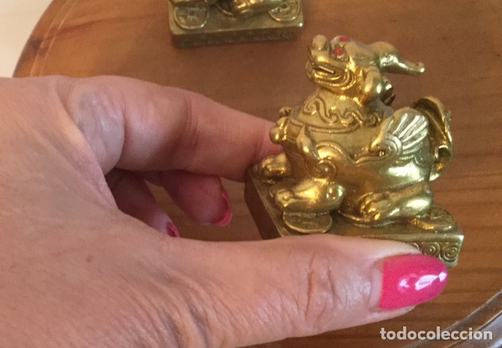 Vintage: PAREJA DE PERROS FOO DRAGONES DE BRONCE - Foto 9
