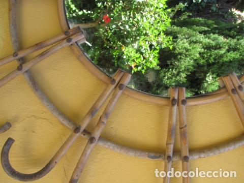 Vintage: Espejo sol mimbre a&ntilde;os 70. - Foto 3