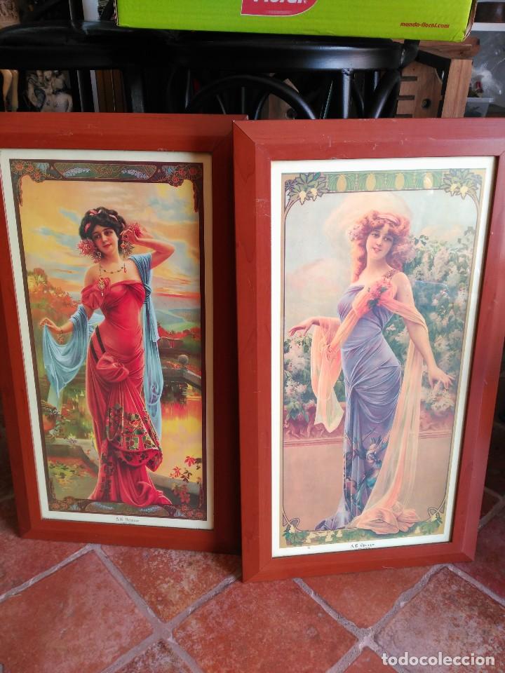 Vintage: Lote de 2 cuadros Modernistas modelos femeninos