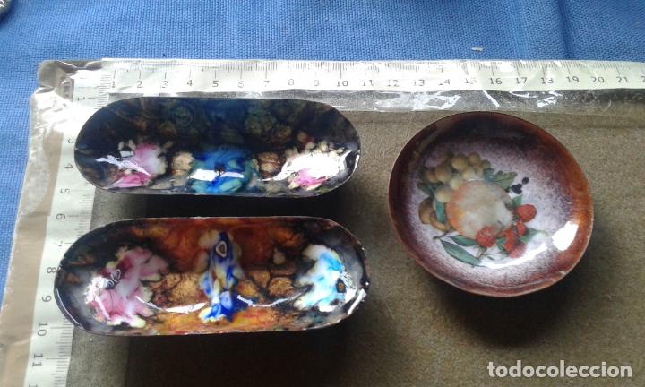 Vintage: UN PLATITO Y DOS BANDEJAS ESMALTADAS - Foto 1