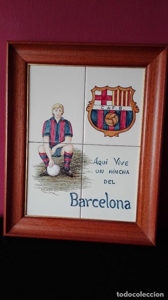 Vintage: CUADRO AZULEJOS F.C. BARCELONA - Foto 1