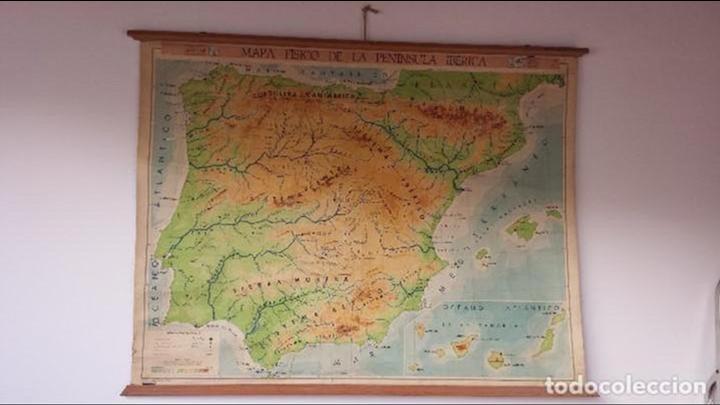 Vintage: Mapa f&iacute;sico de la Pen&iacute;nsula Ib&eacute;rica - Foto 1