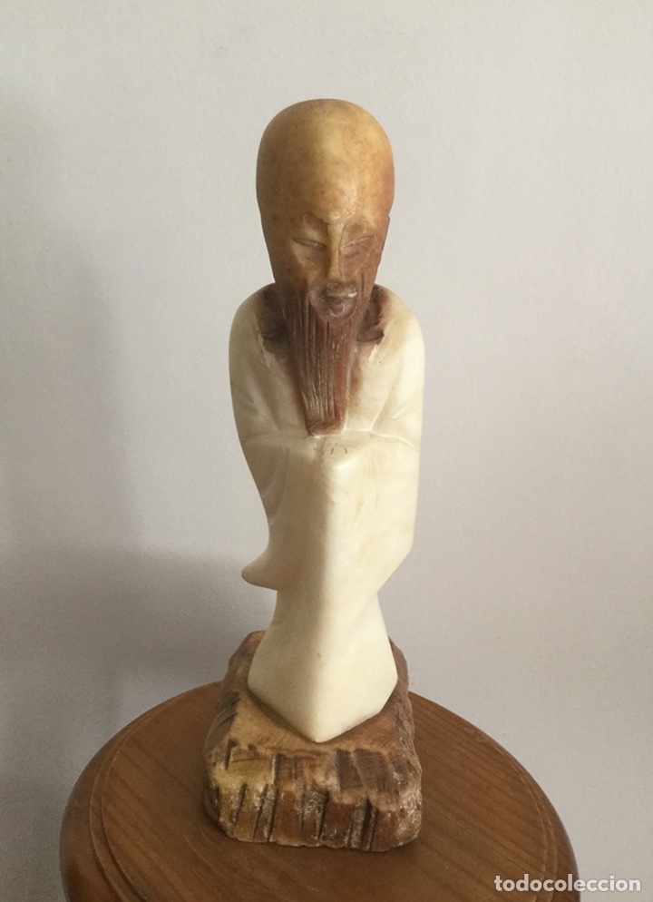 Vintage: FIGURA DE ALABASTRO VINTAGE DE MONJE O SABIO CHINO