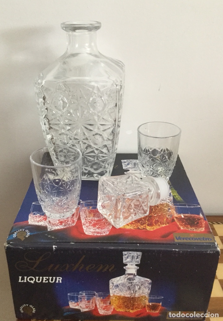 Vintage: CAJA CON JUEGO DE LICOR CON BOTELLA Y 6 VASOS - Foto 2