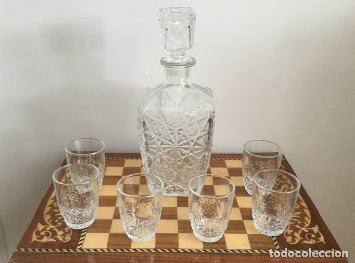 Vintage: CAJA CON JUEGO DE LICOR CON BOTELLA Y 6 VASOS - Foto 4