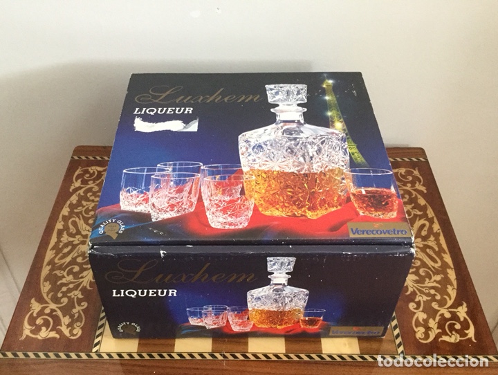 Vintage: CAJA CON JUEGO DE LICOR CON BOTELLA Y 6 VASOS - Foto 5