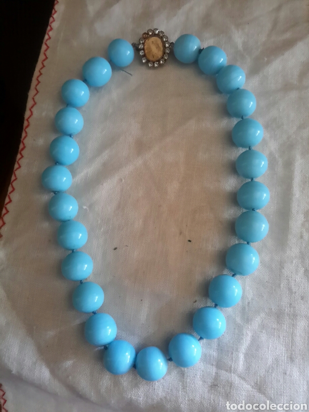 Vintage: Antiguo collar de opalina azul - Foto 1