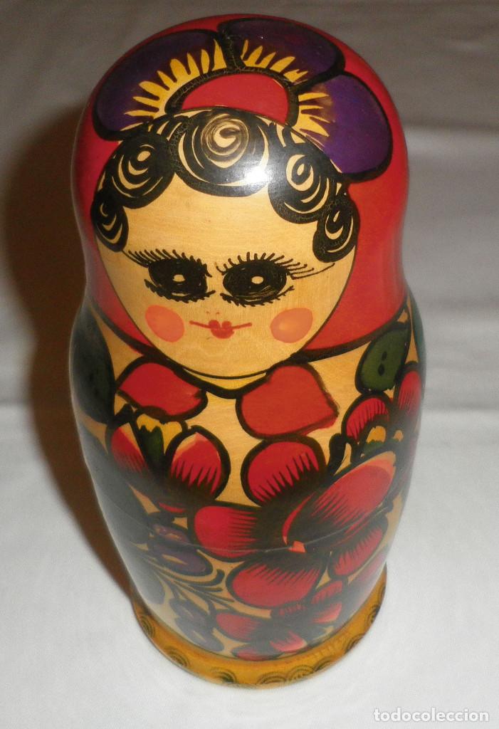 Vintage: mu&ntilde;eca rusa Matriuska autentica cinco mu&ntilde;ecas en el interior
