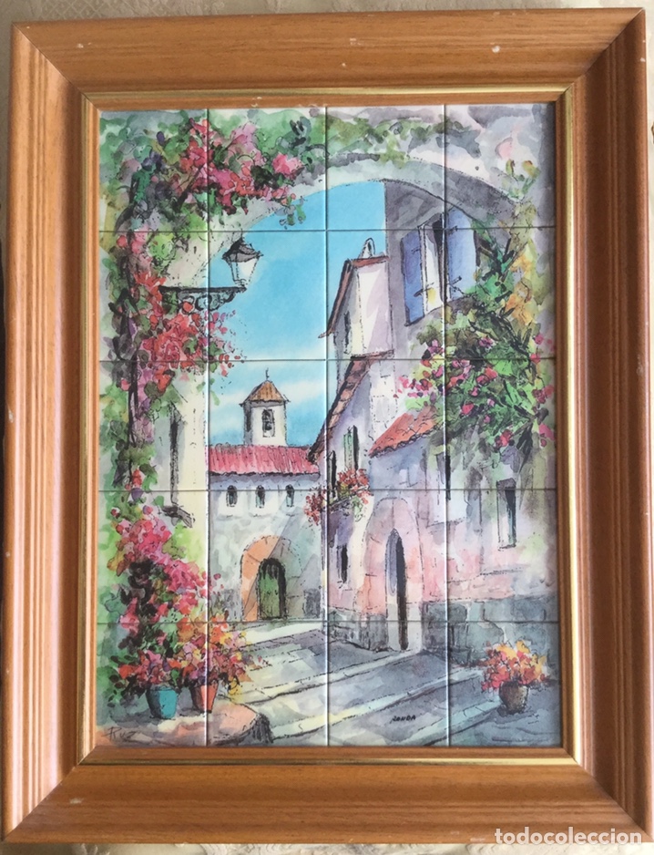 Vintage: CUADRO VINTAGE DE RONDA, MALAGA TIPO AZULEJOS