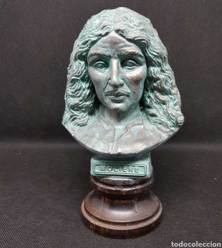 Vintage: Busto con peana de madera - moliere - car62 - Foto 1
