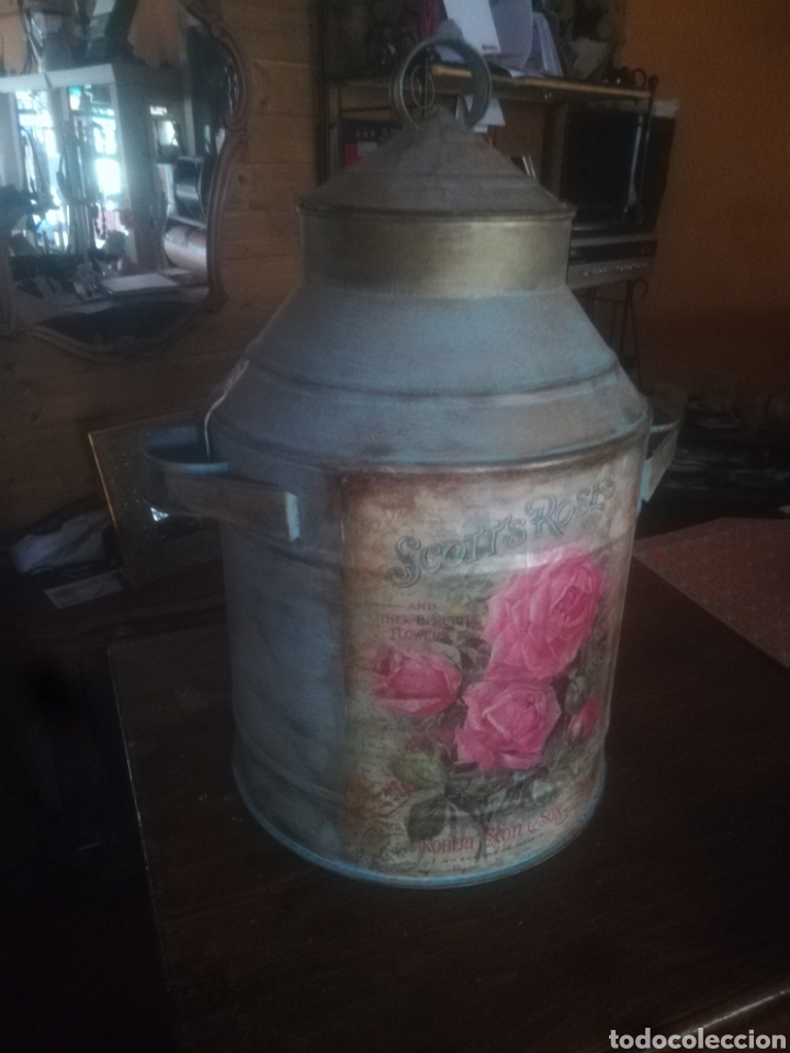 Vintage: Lechera, aceitera. Restaurada y decorada, muy bonita