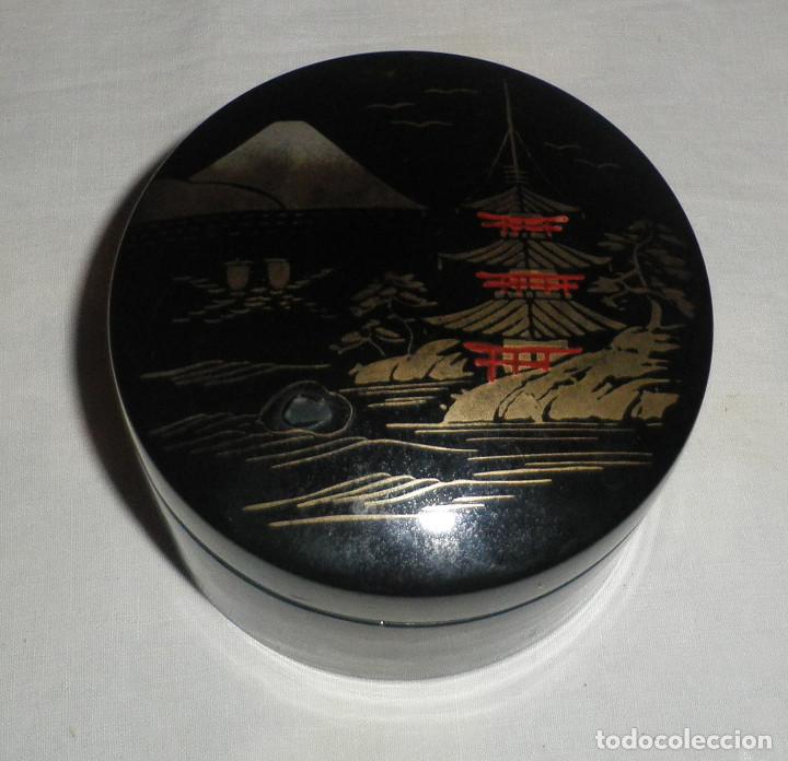 Vintage: caja lacada con 6 posavasos  japonesa