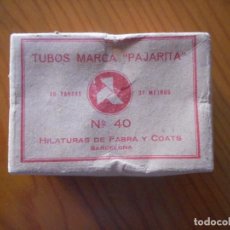 Vintage: CAJA CARTÓN DE TUBOS MARCA 'PAJARITA' Nº 40. HILATURAS DE FABRA Y COATS, BARCELONA