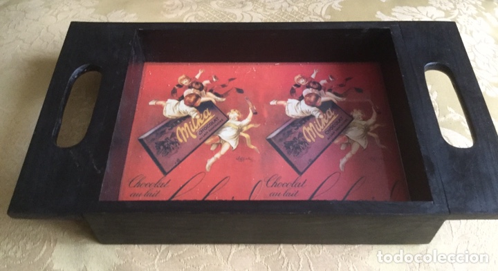 Vintage: BANDEJA DE MADERA Y CRISTAL CHOCOLATE SUCHARD - Foto 2