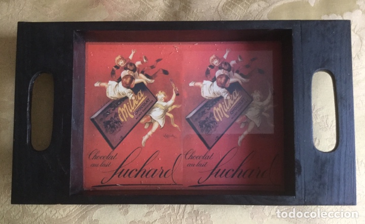 Vintage: BANDEJA DE MADERA Y CRISTAL CHOCOLATE SUCHARD - Foto 3