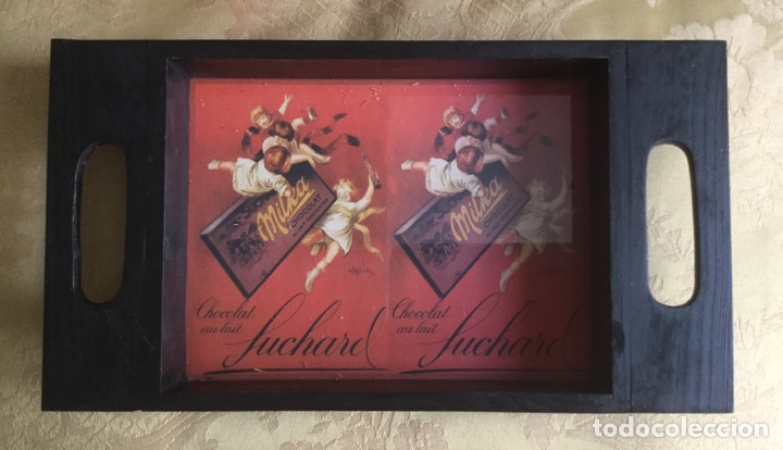 Vintage: BANDEJA DE MADERA Y CRISTAL CHOCOLATE SUCHARD - Foto 5