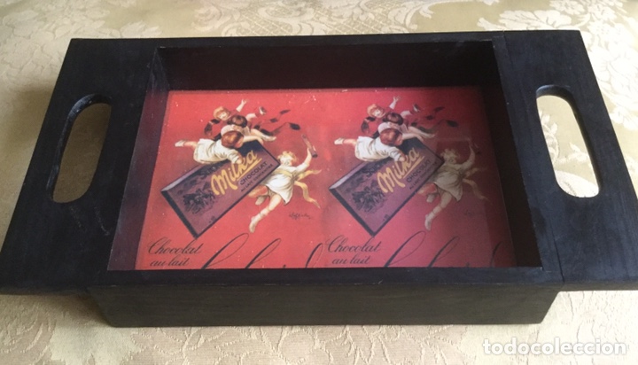 Vintage: BANDEJA DE MADERA Y CRISTAL CHOCOLATE SUCHARD - Foto 6