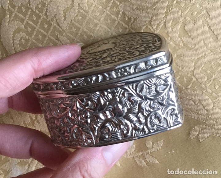 Vintage: CAJA VINTAGE DE ALPACA PLATEADA CON FORMA DE CORAZ&Oacute;N - Foto 3