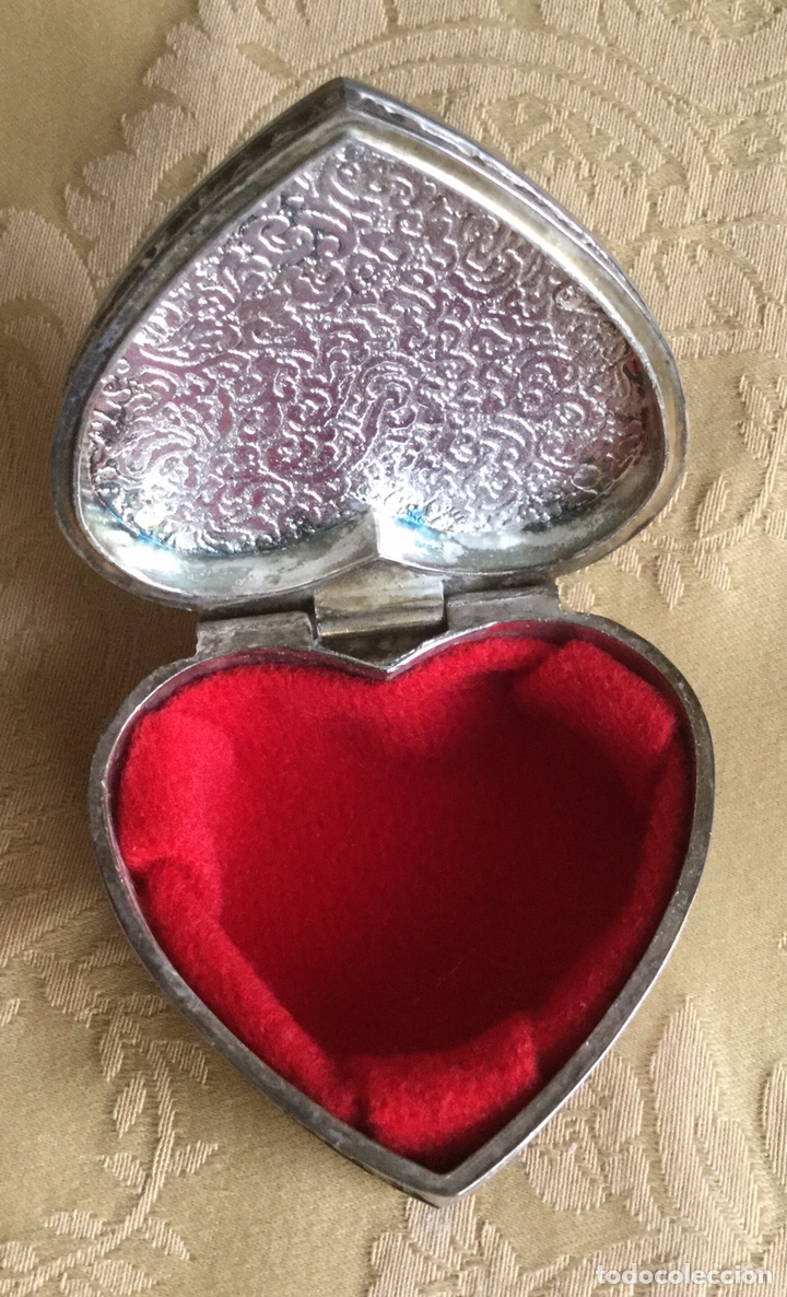 Vintage: CAJA VINTAGE DE ALPACA PLATEADA CON FORMA DE CORAZ&Oacute;N - Foto 4