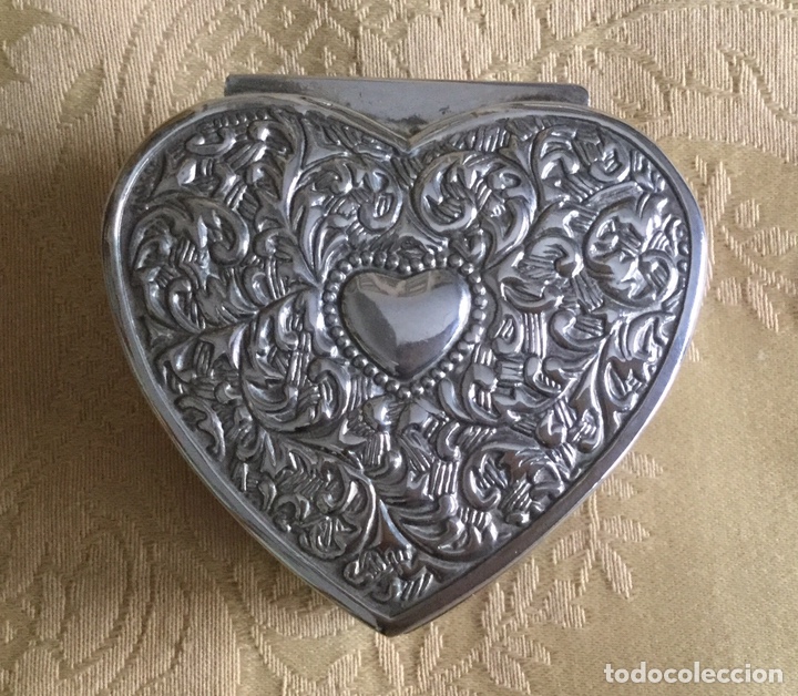 Vintage: CAJA VINTAGE DE ALPACA PLATEADA CON FORMA DE CORAZ&Oacute;N - Foto 9