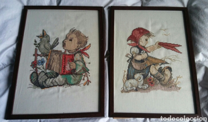 Vintage: Hummel - 2 cuadros (bordado)