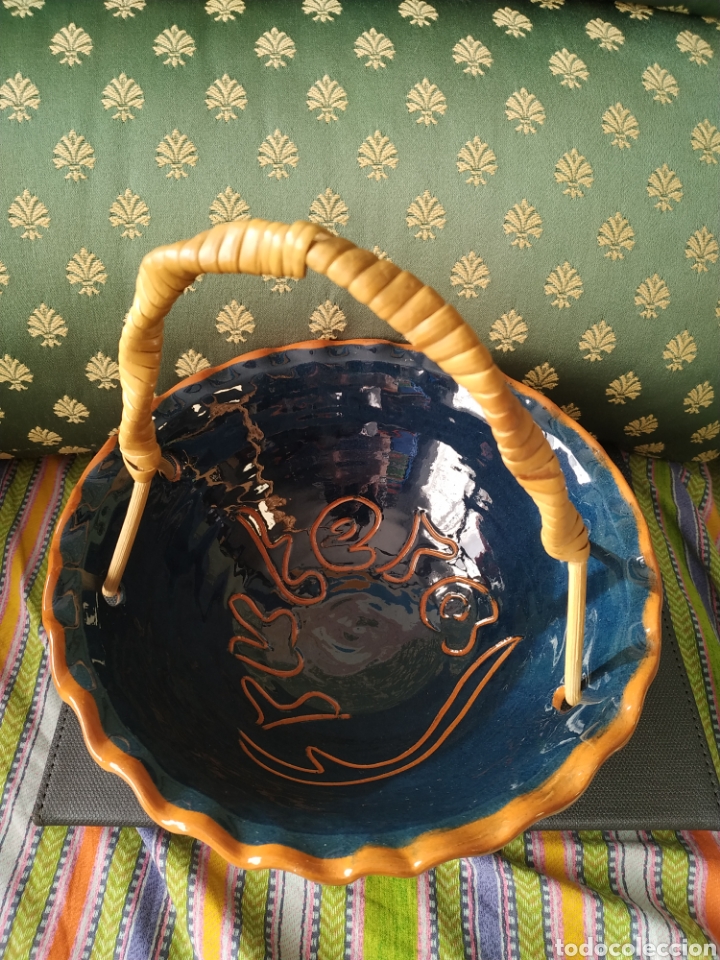 Vintage: Cesta frutero de barro esmaltado - Foto 1