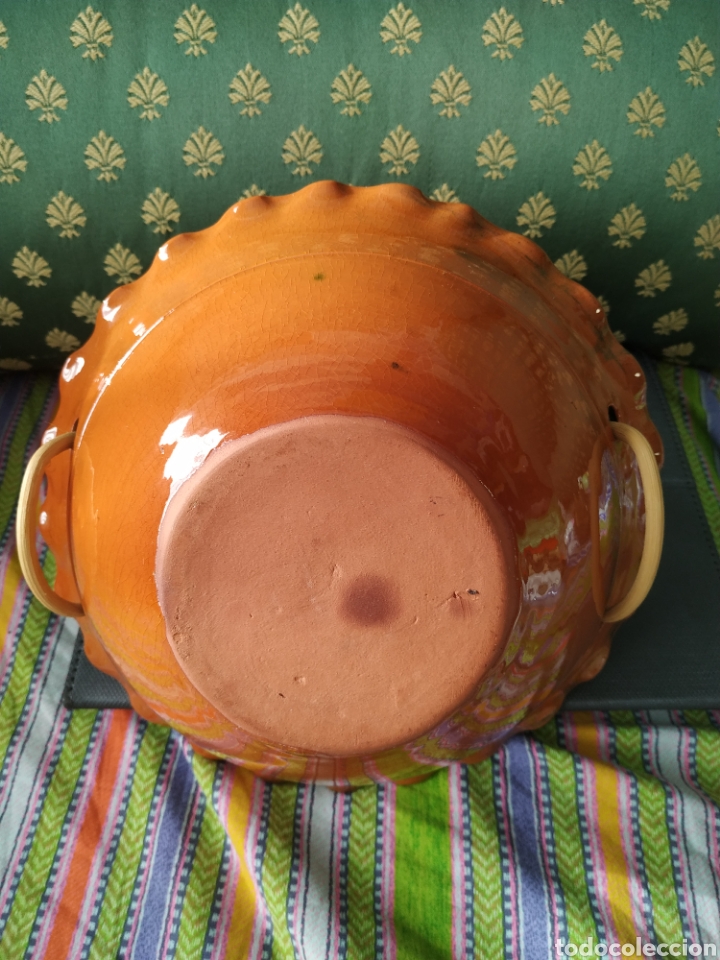 Vintage: Cesta frutero de barro esmaltado - Foto 2