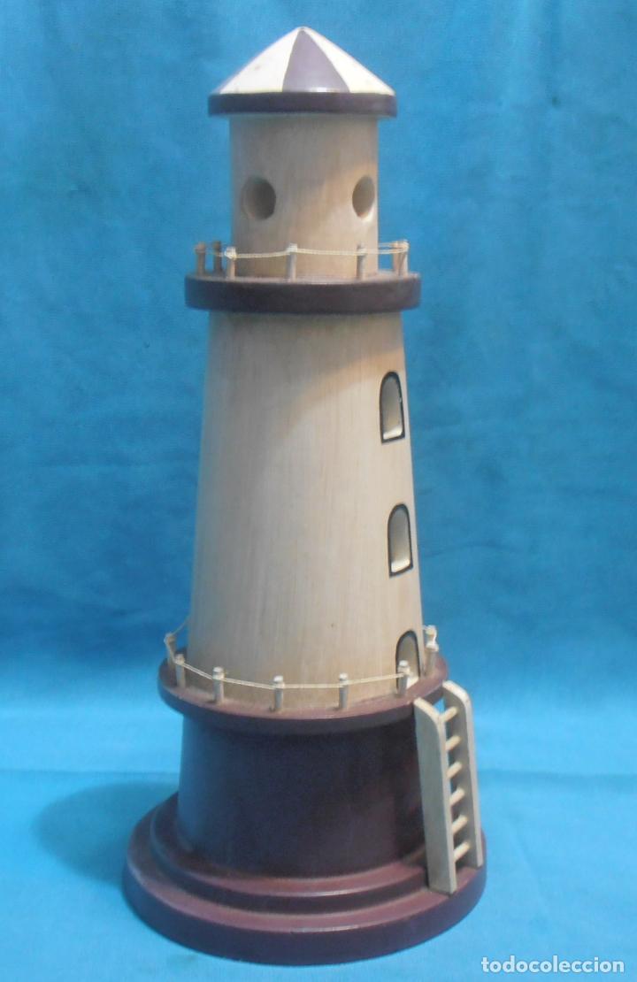 Vintage: FARO DE MADERA, PARA DECORACION MARINERA - Foto 2