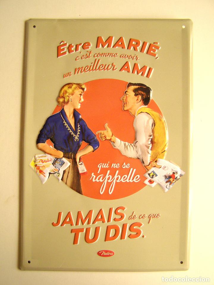 Vintage: PLACA CHAPA DECORATIVA ESTILO VINTAGE EN FRANC&Eacute;S 30 x 20 cm - &Ecirc;TRE MARI&Eacute; - NATIVES