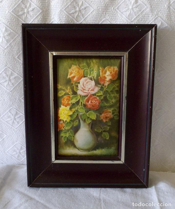 Vintage: CUADRO PINTADO EN LAMINA DE SEDA-VINTAGE - Foto 3