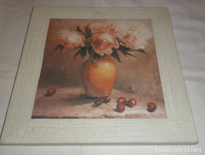 Vintage: lamina bodegon flores enmarcado - Foto 1