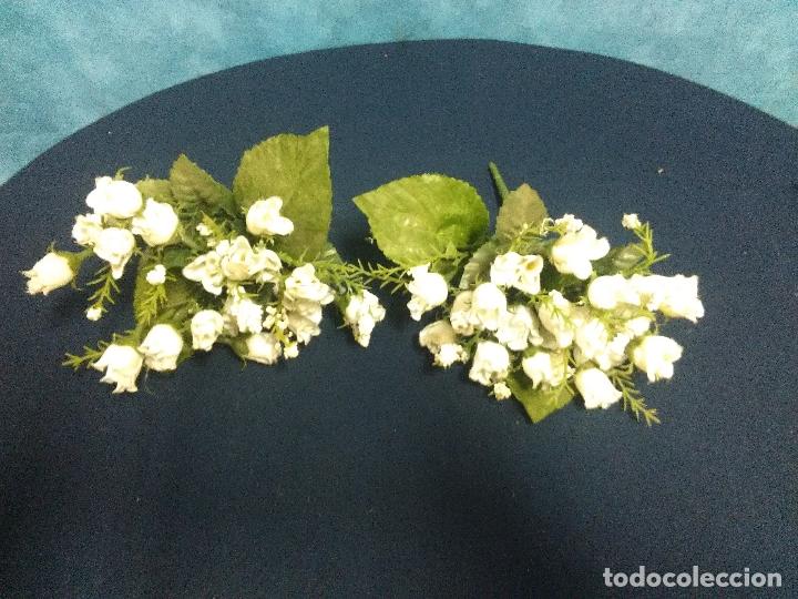 Vintage: DOS RAMOS PLASTICO FLORES TELA - Foto 3