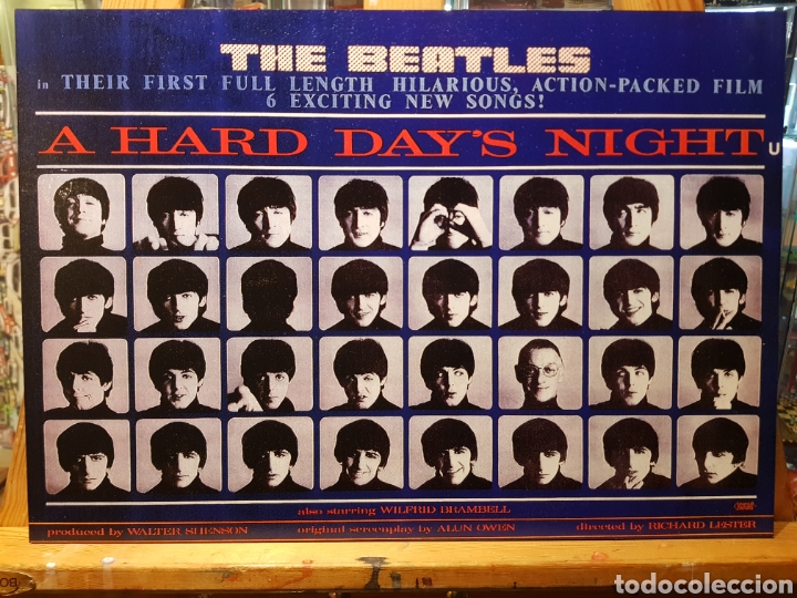 Vintage: Cuadro en madera The Beatles A Hard Day's Night A&ntilde;o 1964