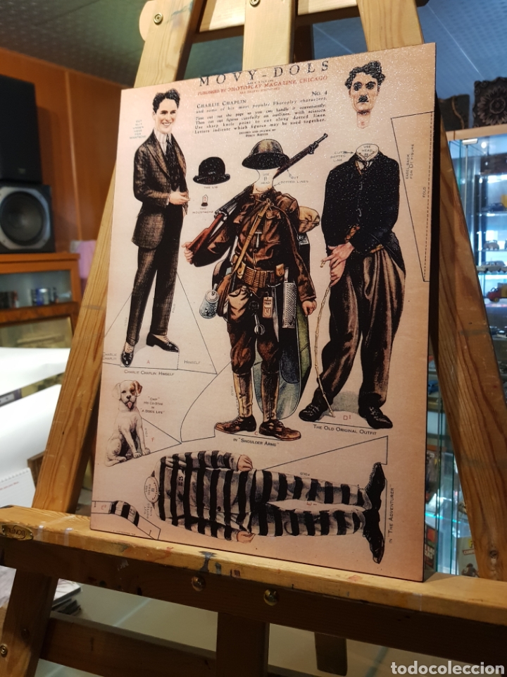 Vintage: Cuadro en madera de recortable antiguo Charlie Chaplin - Foto 6
