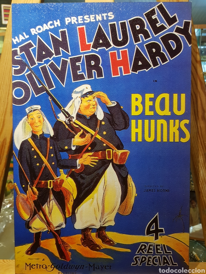 Vintage: Cuadro cartel en madera cine cl&aacute;sico el gordo y el flaco legionarios